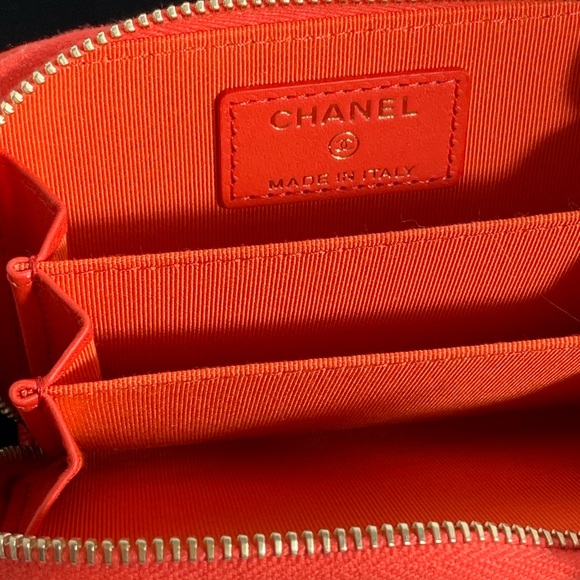 CHANEL Card Holder Red Orange in Gold Hardware - Picture 9 of 13
